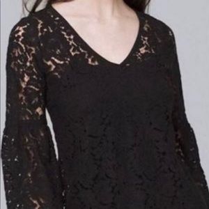 White House Black Market Black Lace Blouse with camisole Size Medium